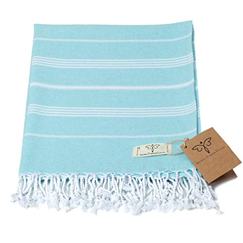 Smyrna Original Turkish Hand Towels Classical Series Set of 2 | 100% Cotton, 16 x 40 Inches | Decorative Bathroom Peshtemal Towel for Hand, Face, Hair, Gym, Yoga, Tea, Kitchen and Bath (Mint)