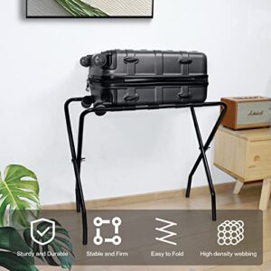 lovelybee Luggage Rack, Luggage Rack for Guest Room, Suitcase Stand, Steel Frame, Foldable, for Bedroom, Black
