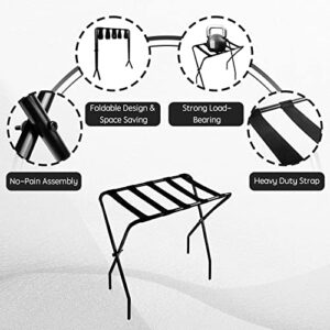 lovelybee Luggage Rack, Luggage Rack for Guest Room, Suitcase Stand, Steel Frame, Foldable, for Bedroom, Black