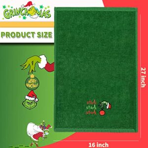 Large Size Grinch Christmas Hand Towels 16" x 27", 100% Pure Cotton Bathroom Decorative Grinch Towels Washcloths Kitchen Merry Grinchmas Towels Stink Stank Stunk Perfect Christmas Decor, Pack of 3