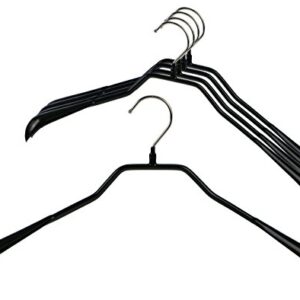 Mawa by Reston Lloyd BodyForm Series Non-Slip Space-Saving Clothes Hanger For Jackets, Suits & Coats, 16-1/2", Style 42/L, Set of 5, Black