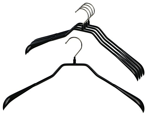 Mawa by Reston Lloyd BodyForm Series Non-Slip Space-Saving Clothes Hanger For Jackets, Suits & Coats, 16-1/2", Style 42/L, Set of 5, Black