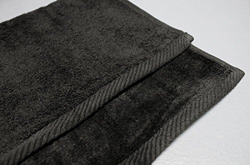 GEORGIABAGS Great Value Towels, Black Color Hemmed Fingertip Velour Towel 11in x 18in, 100% Cotton (12, Black)