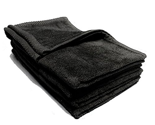 GEORGIABAGS Great Value Towels, Black Color Hemmed Fingertip Velour Towel 11in x 18in, 100% Cotton (12, Black)