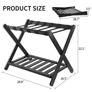 Generic Brands Folding Luggage Rack, Ror Guest Room, Double-Layer Luggage Rack, Easy to Assemble for use in bedrooms, Guest Rooms, Hotels（Updated）