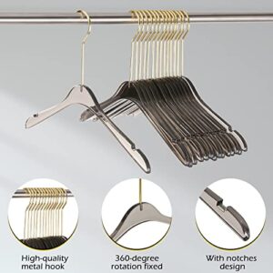 Dyna-Living Acrylic Hangers 15 Pack Stylish Clothes Hangers with Gold Hooks Non-Slip Coat Hangers for Closet, Wardrobe, Clothing Store(Round Head)