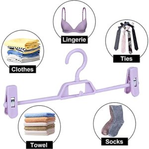 Pant Hangers with Clips, 10pcs Skirt Hangers, Multifunctional Space Saving Adjustable Clips Home Non- Slip Plastic Pants Hangers, Closet Organizer for Pants Jeans Trousers Skirts (Purple)