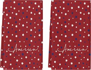 vdlbt 4th of july kitchen towels patriotic red blue stars independence day memorial day dishcloth fingertip hand towel america soft tea towel set of 2
