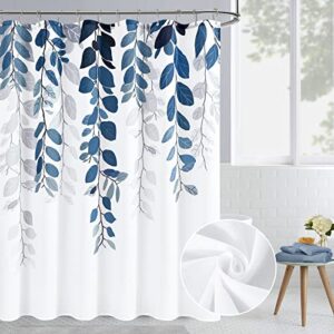 boodii blue eucalyptus shower curtain for bathroom floral watercolor leaves on the top shower curtain botanical shower curtain nature fabric bath curtain country plant cloth bathroom decor 72x72