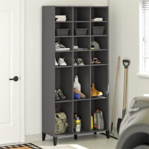 Ameriwood Home Flex Athletic Shoe Storage Cabinet for Boots & Tennis Shoes, Graphite