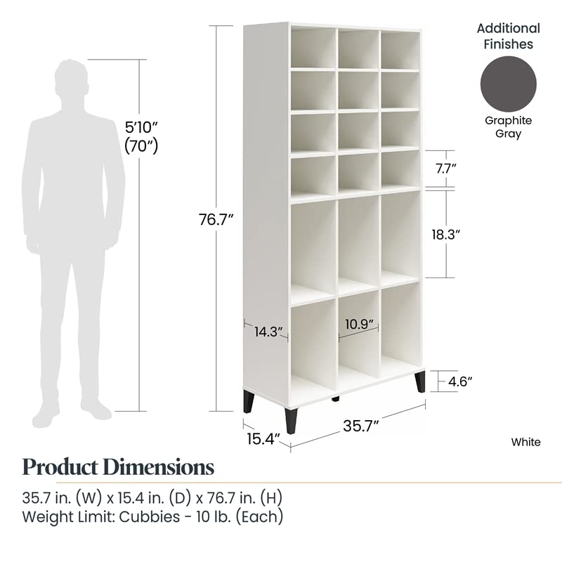 Ameriwood Home Flex Athletic Shoe Storage Cabinet for Boots & Tennis Shoes, Graphite