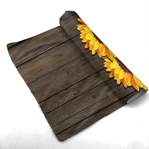 Rustic Wood Sunflower Hand Towel Vintage Brown Wooden Stripe Face Towel Soft Microfiber Board Washcloth for Bathroom Kitchen Farmhouse 12"x27.5"