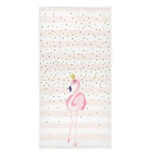 naanle beautiful flamingo with crown golden dots soft highly absorbent guest large home decorative hand towels multipurpose for bathroom, hotel, gym and spa (16 x 30 inches)