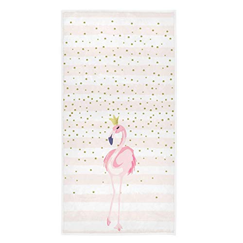 Naanle Beautiful Flamingo with Crown Golden Dots Soft Highly Absorbent Guest Large Home Decorative Hand Towels Multipurpose for Bathroom, Hotel, Gym and Spa (16 x 30 Inches)