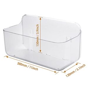 Lunmore Plastic Wall Mount Organizer, Clear Adhesive Shower Storage Box Organizer No Drilling Hang Walls/Doors for Kitchen, Bathroom, Bedroom, Cabinet, Office, Craft Room (Large Size)