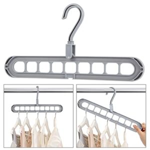 zedodier magic hangers, space saving hangers 5 pack sturdy plastic 9-in-1 hanger closet organizer(grey)