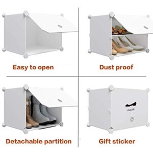 KOUSI Portable Shoe Rack Organizer 48 Grids Tower Shelf Storage Cabinet Stand Expandable for Heels, Boots, Slippers, White