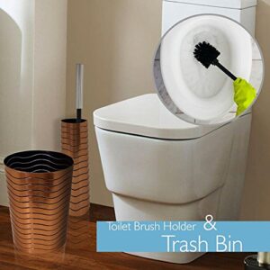SereneLife 6 Piece Bathroom & Sink Accessory Set - Bronze Finish Modern Vanity Accessories Kit Include Tumbler, Toothbrush & Toilet Brush Holder, Lotion Dispenser, Soap Dish & Trash Bin - SLBATAC05