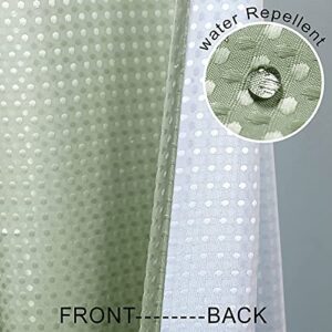 Mrs.Naturall Sage Green Boho Spring Shower Curtains for Bathroom Ombre Waterproof Liner Bath Decor Textured Fabric Shower Curtain Sets with Hooks Machine Washable 70 x 72 inch Long