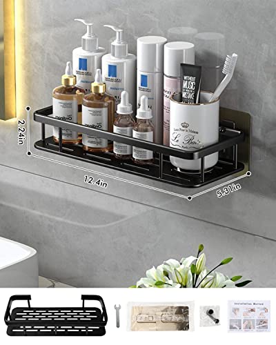 Amythe Shower Caddy Shelf Organizer,Shelves for Bathroom Organizer Wall Shower Shelf for Inside Shower, Bathroom Kitchen Self Adhesive No Drilling Rustproof, Black