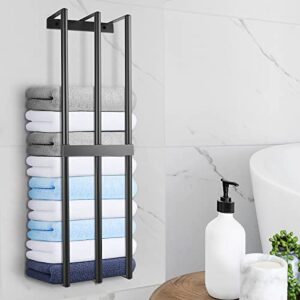 wall mounted towel rack bathroom towel storage metal towel holder for storing towels, bath towels, bathrobes (black)