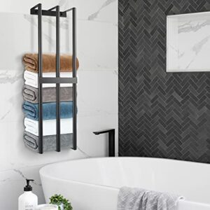 Wall Mounted Towel Rack Bathroom Towel Storage Metal Towel Holder for Storing Towels, Bath Towels, Bathrobes (Black)