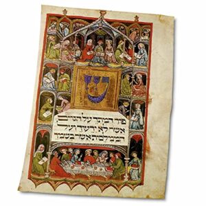 3drose florene - jewish themes - print of the hebrew haggadah from 1400 - towels (twl-193072-2)