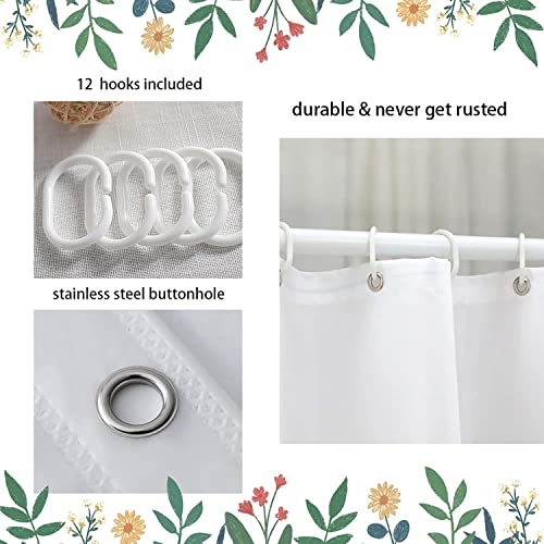 4PCS Fushia Rose Shower Curtains with Rugs Bath Mat Toilet Lid Cover and 12 Hooks Waterproof Rose Flower Bathroom Shower Curtain Set