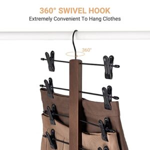 Mkono Set of 5 Pants Hangers Space Saving,3 Pack 5 Tier Skirt Hanger and 2 Pack Legging Organzier for Closet