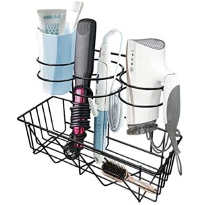 bathroom storage basket for hair tool organizer,bathroom wall mount hair care styling tool organizer storage basket for hair dryer,curling wand, hair straightener brushes hot hair tool holder