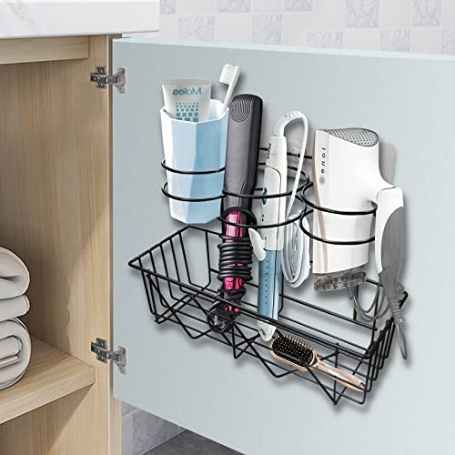 Bathroom Storage Basket for Hair Tool Organizer,Bathroom Wall Mount Hair Care Styling Tool Organizer Storage Basket for Hair Dryer,Curling Wand, Hair Straightener Brushes Hot Hair Tool Holder