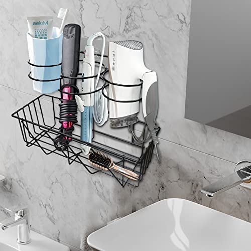 Bathroom Storage Basket for Hair Tool Organizer,Bathroom Wall Mount Hair Care Styling Tool Organizer Storage Basket for Hair Dryer,Curling Wand, Hair Straightener Brushes Hot Hair Tool Holder