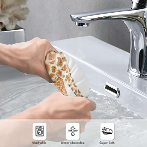 QICENIT Wild Animal Giraffe Hand Towel White Super Soft Plush Highly Absorbent for Bathroom 15.7x27.5In
