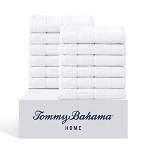 tommy bahama- washcloths, absorbent & fade resistant cotton towel set, fashionable bathroom decor (island retreat white, 12 piece)