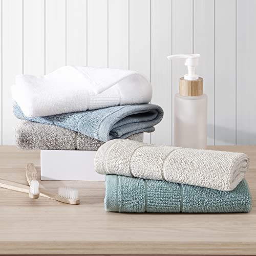 Tommy Bahama- Washcloths, Absorbent & Fade Resistant Cotton Towel Set, Fashionable Bathroom Decor (Island Retreat White, 12 Piece)