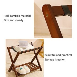 ArtsPavilion Fully Assembled Luggage Rack, Bamboo Folding Luggage Rack Suitcase Stand with Storage Shelf for Home Guest Room Bedroom Hotel