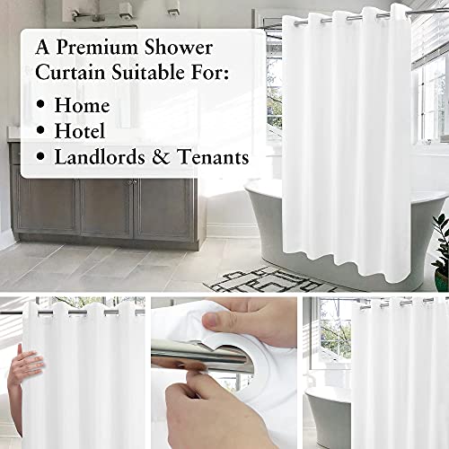 Stall Fabric Shower Curtain No Hooks or Liner Needed - Soft Shower Stall Curtain 54" x 78" Hotel Grade, Waterproof & Machine Washable, White, 54x80 Stall Size