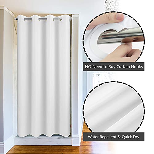 Stall Fabric Shower Curtain No Hooks or Liner Needed - Soft Shower Stall Curtain 54" x 78" Hotel Grade, Waterproof & Machine Washable, White, 54x80 Stall Size