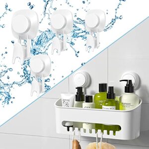 luxear shower caddy suction cup no-drilling removable shower shelf powerful heavy duty hold up to 22lbs with 4 pack update suction cup hooks shower suction hooks