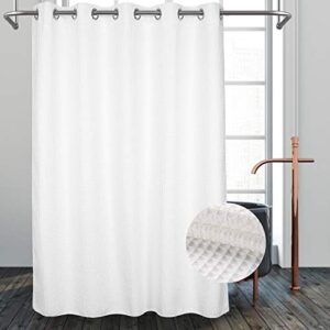 river dream hotel grade no hooks needed shower curtain with snap in liner,water repellent, machine washable (white, 71"x86"(w/liner))