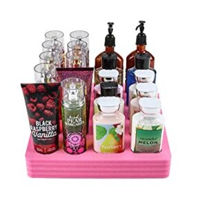 Polar Whale Lotion and Body Spray Stand Organizer Large Tray Pink Durable Foam Washable Waterproof Insert for Home Bathroom Bedroom Office 12.3 x 11.75 x 2 Inches 20 Slots