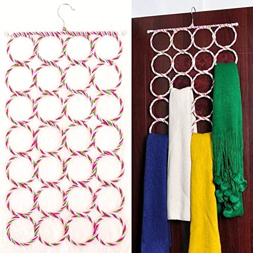 2Pcs 28 Rings Scarf Hanger Birds Pets Swings Multiple Purpose Holder for Closet ~ Clutter Removing and Space-Saving Hanger for Scarves, Shawl, Belts & Accessories