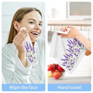 ALAZA Wash Cloth Set Purple Lavender Flowers(n1) - Pack of 6 , Cotton Face Cloths, Highly Absorbent and Soft Feel Fingertip Towels(238na8b)