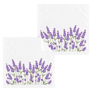 ALAZA Wash Cloth Set Purple Lavender Flowers(n1) - Pack of 6 , Cotton Face Cloths, Highly Absorbent and Soft Feel Fingertip Towels(238na8b)