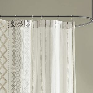 INK+IVY Imani Tufted Chenille 100% Cotton Shower Curtains Machine Washable, Modern Home Bathroom Décor Bathtub Privacy Screen, 72" x 72", Ivory