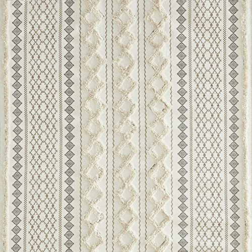 INK+IVY Imani Tufted Chenille 100% Cotton Shower Curtains Machine Washable, Modern Home Bathroom Décor Bathtub Privacy Screen, 72" x 72", Ivory