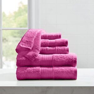 brylanehome 6 piece bath set, raspberry pink