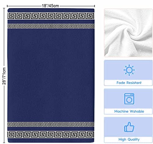 VDLBT Kitchen Towels Geometric Greek Key Dish Cloth Fingertip Bath Towel Navy Blue Hand Drying Soft Tea Towel 18x28in 2PCS