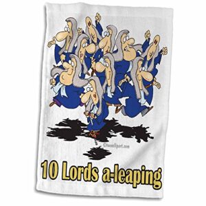 3d rose ten lords a-leaping hand/sports towel, 15 x 22
