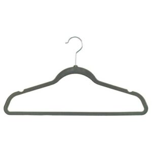 mainetti sh-vm003-gr10 grey velvet ultra-thin hangers with notches and bright zinc swivel hooks, 17.5 inch (pack of 10)